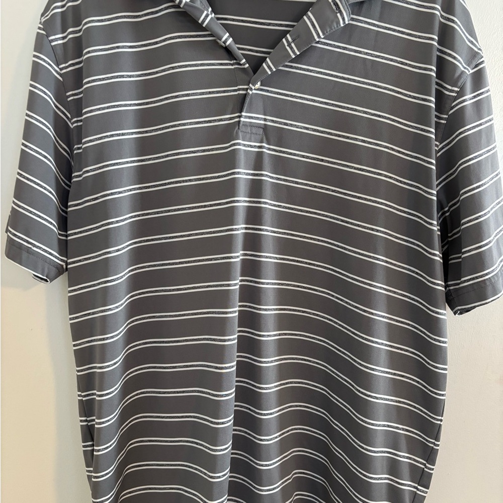 Gray Striped Men's Golf Polo